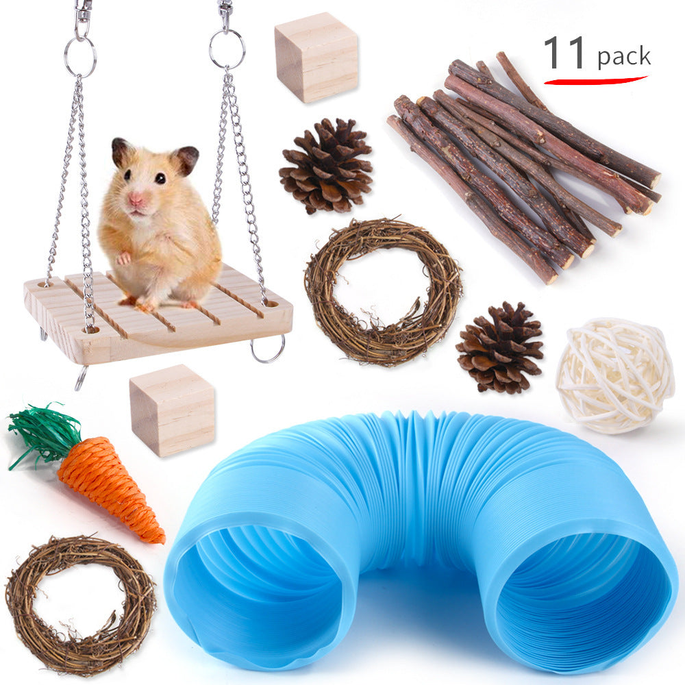 Pet Rabbit Guinea Pig Parrot Playing Molar Wooden Supplies Combination