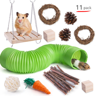 Pet Rabbit Guinea Pig Parrot Playing Molar Wooden Supplies Combination