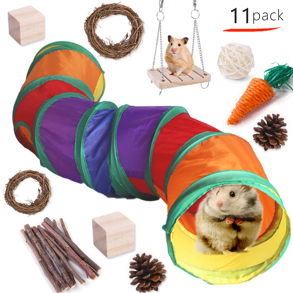 Pet Rabbit Guinea Pig Parrot Playing Molar Wooden Supplies Combination
