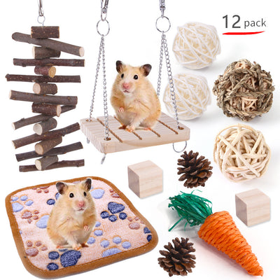 Pet Rabbit Guinea Pig Parrot Playing Molar Wooden Supplies Combination