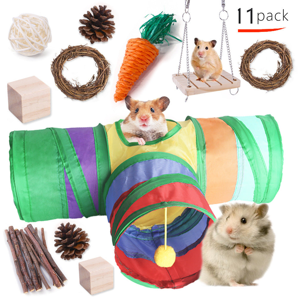 Pet Rabbit Guinea Pig Parrot Playing Molar Wooden Supplies Combination